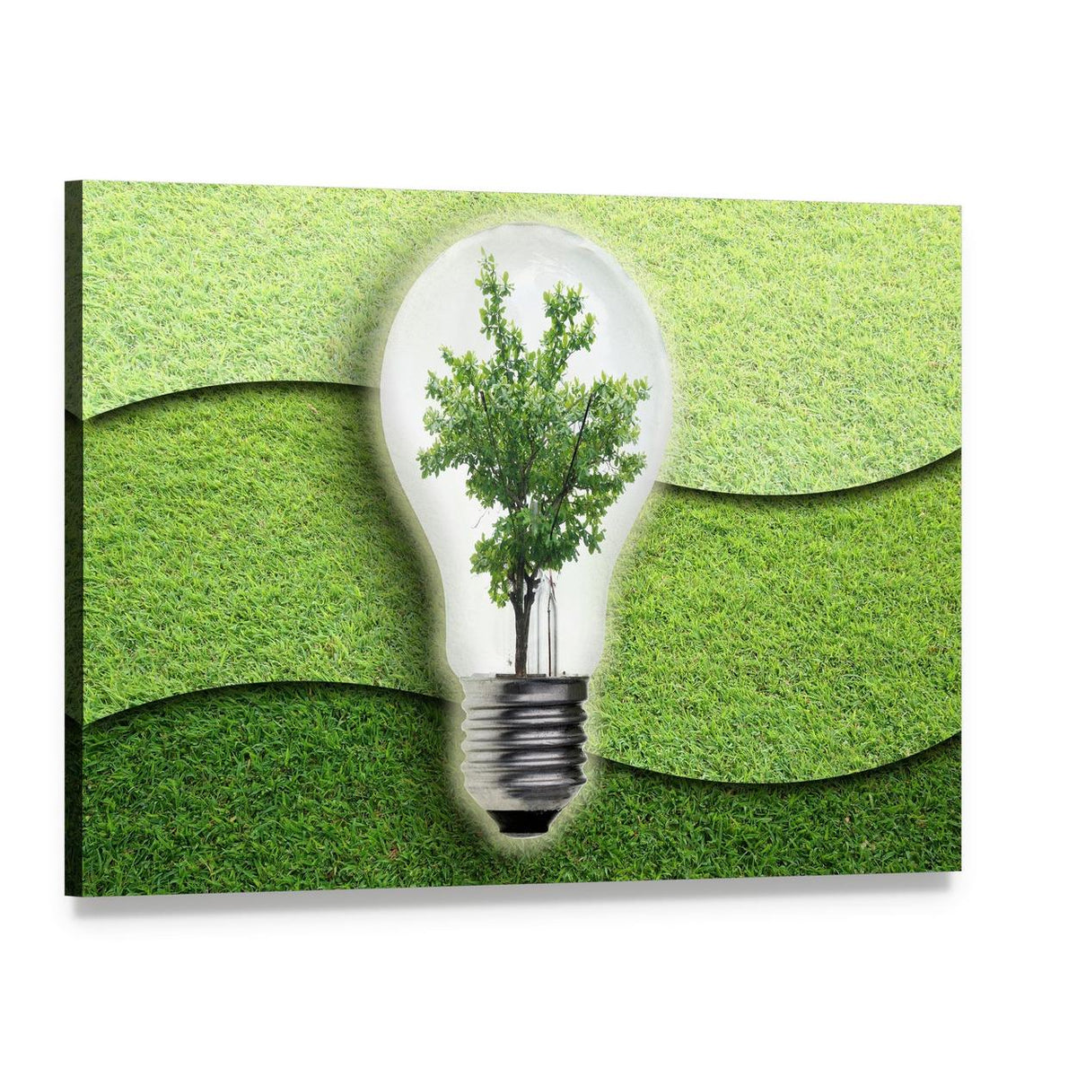Landscape Inside Light Bulb Canvas Wall Art, single panel gallery wrapped canvas, angled product view