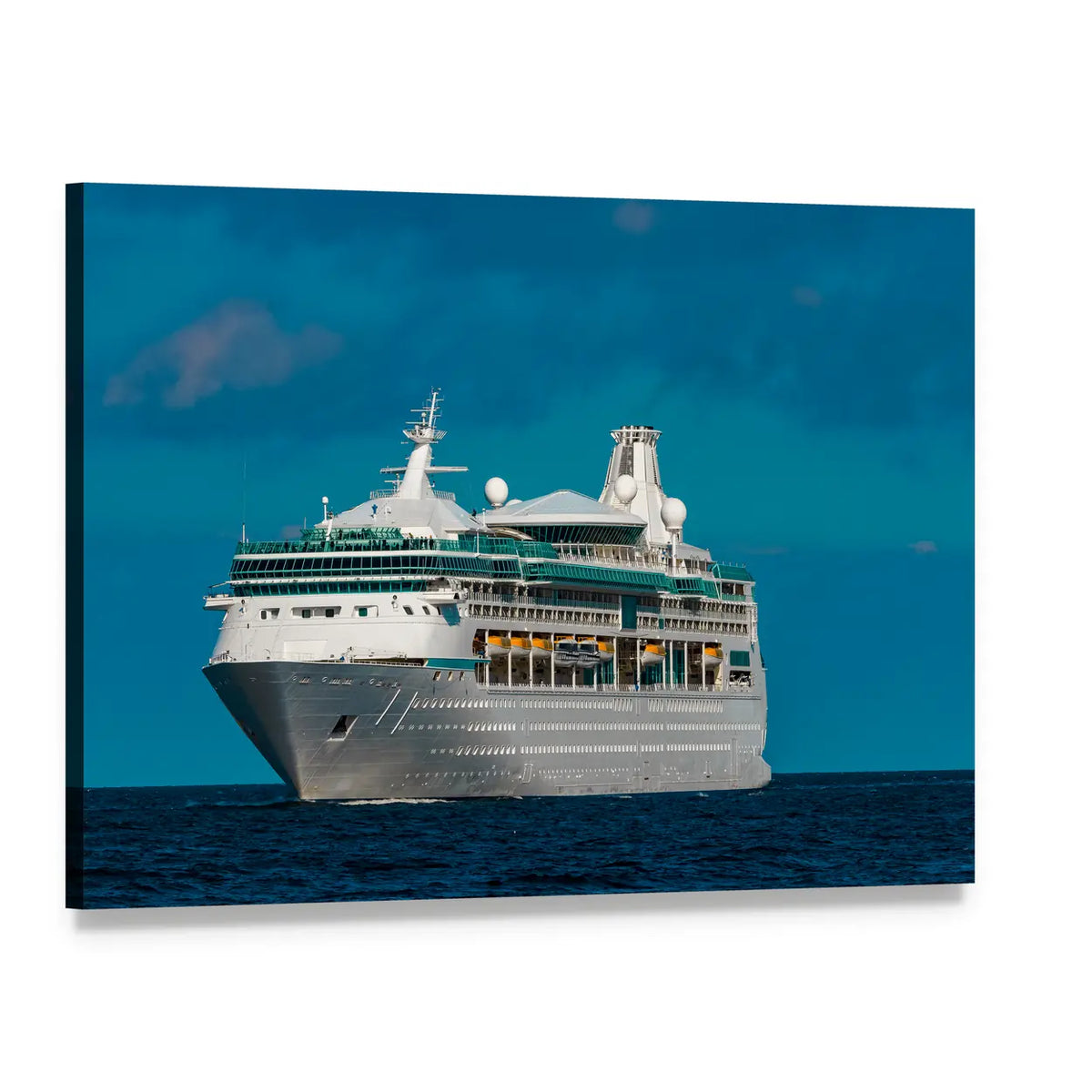 Luxury Cruise Liner at Sea Canvas Wall Art, single panel gallery wrapped canvas, angled product view