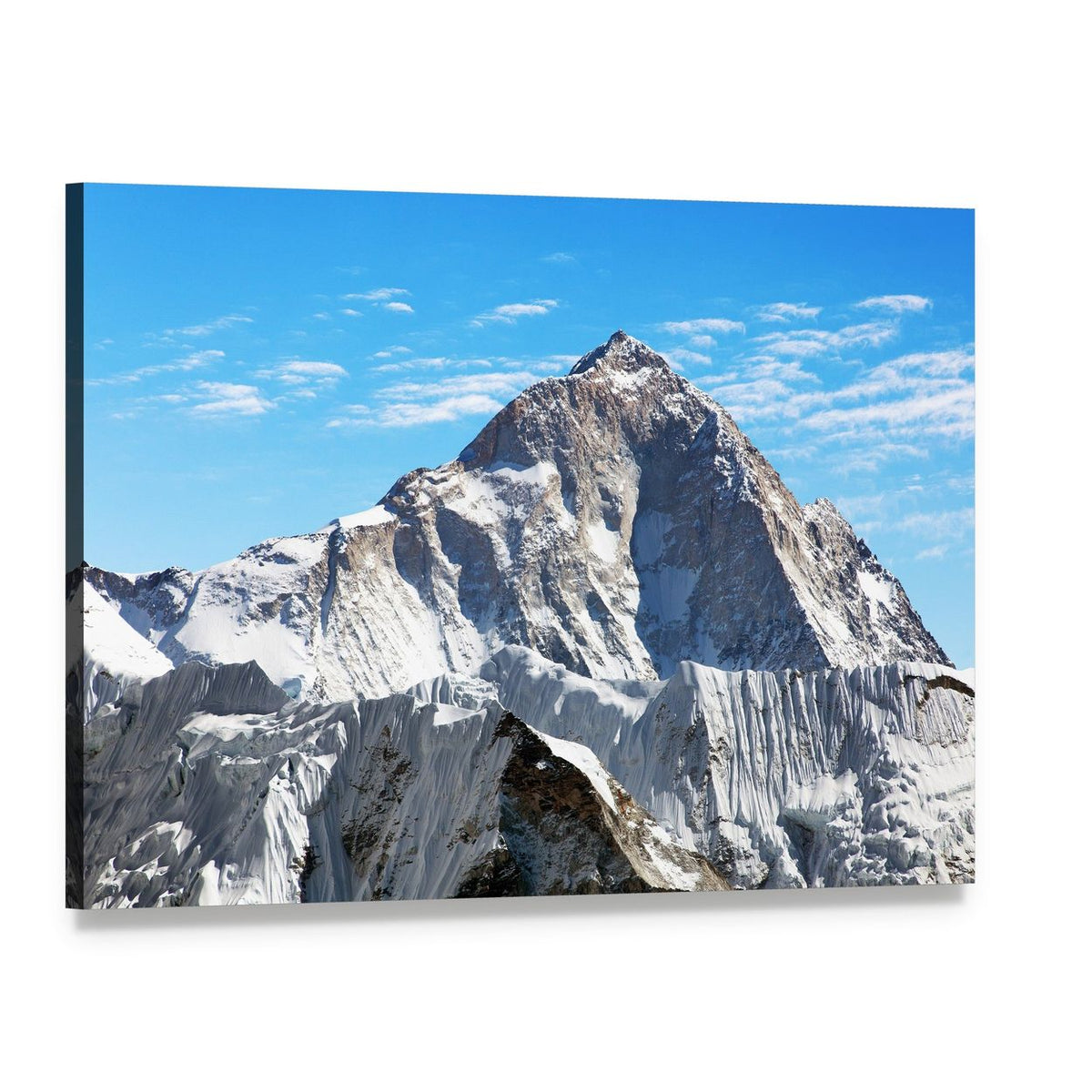 View of Mount Makalu Canvas Wall Art, single panel gallery wrapped canvas, angled product view