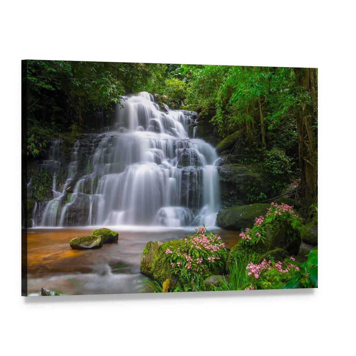 Mun Daeng Waterfall View Canvas Wall Art, single panel gallery wrapped canvas, angled product view