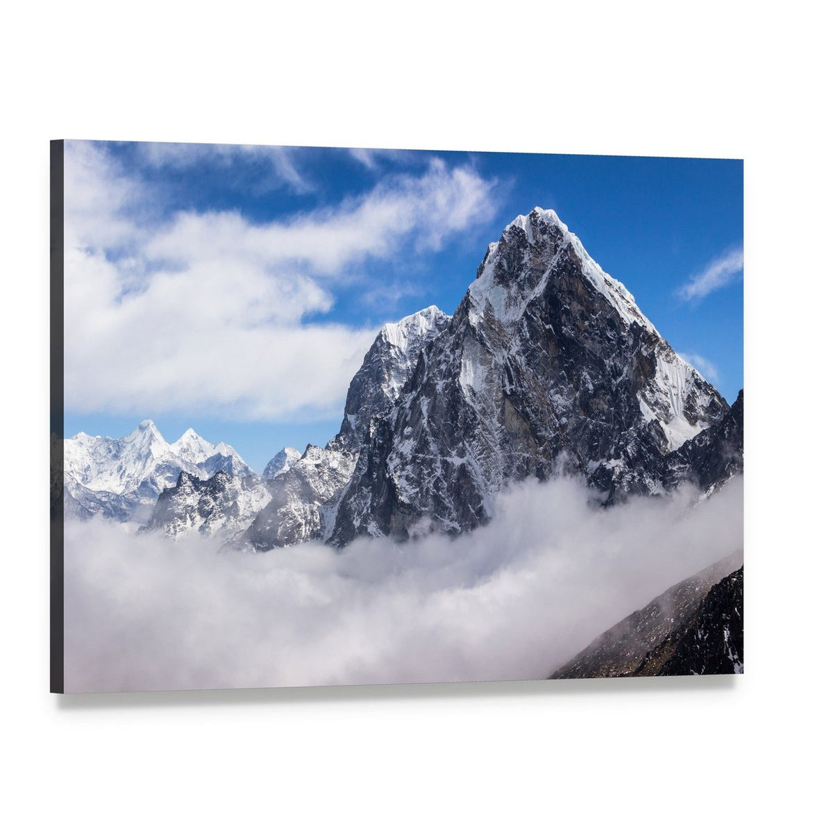 View of Cholatse Peak Canvas Wall Art, single panel gallery wrapped canvas, angled product view