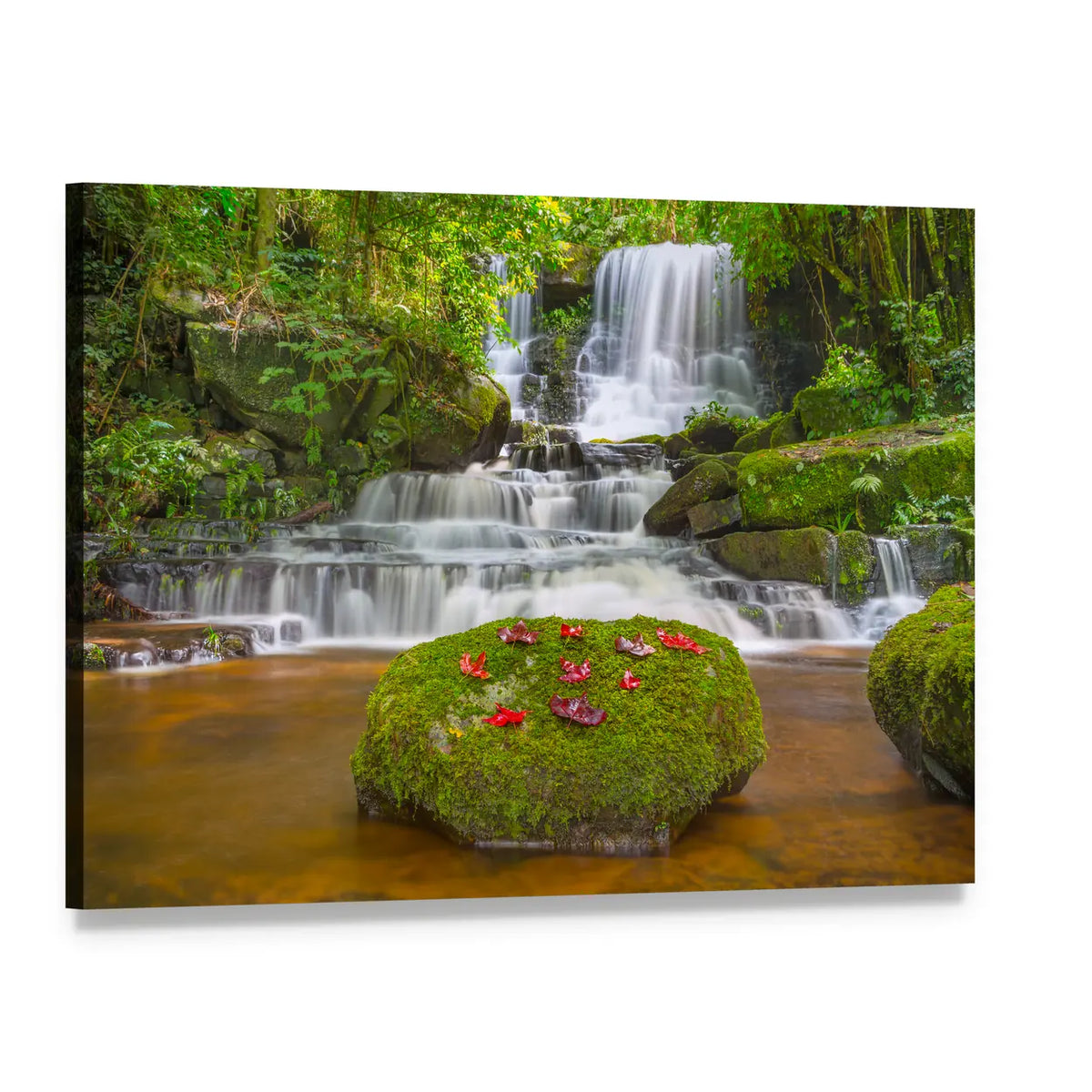 Mun Daeng Waterfall Canvas Wall Art, single panel gallery wrapped canvas, angled product view