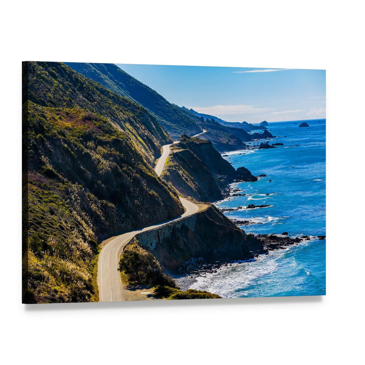 Pacific Valley Coastal Road Canvas Wall Art, single panel gallery wrapped canvas, angled product view