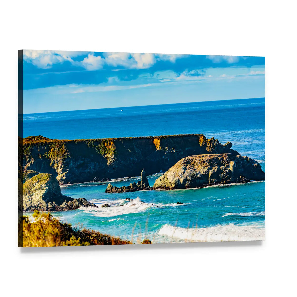 Morning Along Rocky Coastal Cliffs Canvas Wall Art, single panel gallery wrapped canvas, angled product view