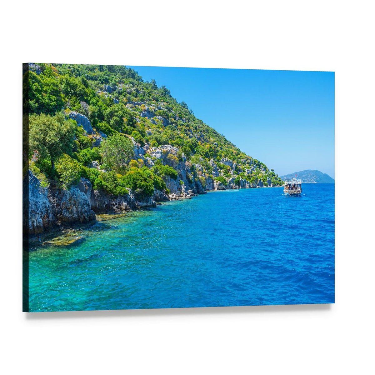 Coast of Kekova Island Canvas Wall Art, single panel gallery wrapped canvas, angled product view