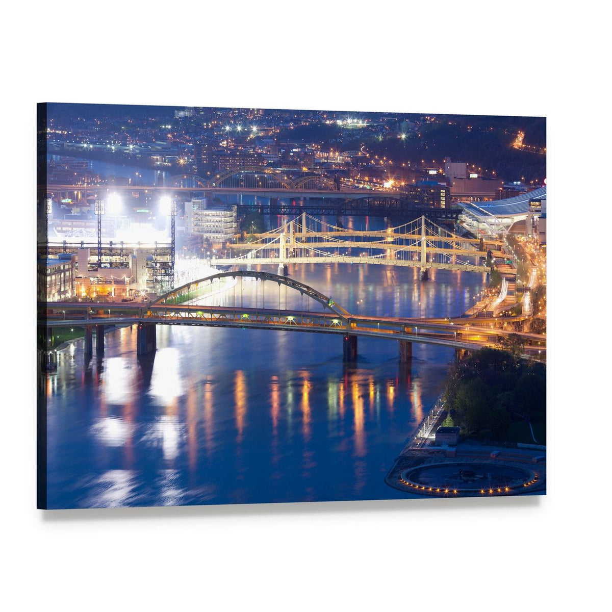 Bridges Over Allegheny River Canvas Wall Art, single panel gallery wrapped canvas, angled product view
