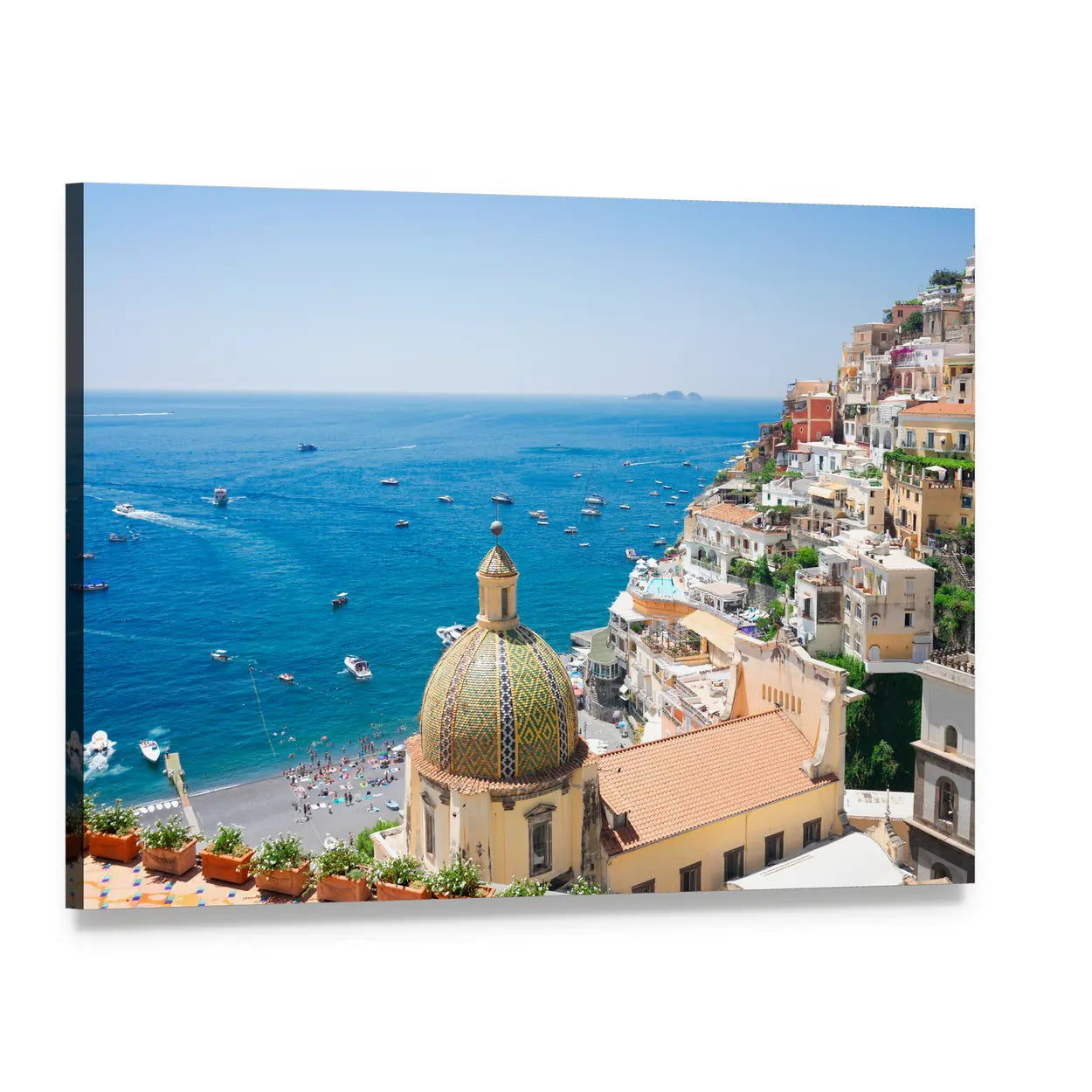 Positano Hillside Overlooking the Sea Canvas Wall Art, single panel gallery wrapped canvas, angled product view