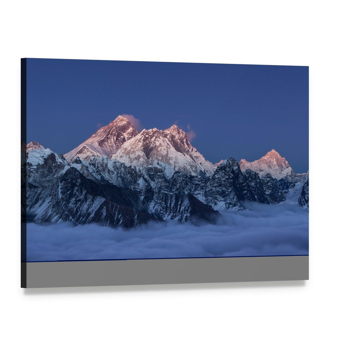 Sunset Over Mount Everest Canvas Wall Art, single panel gallery wrapped canvas, angled product view