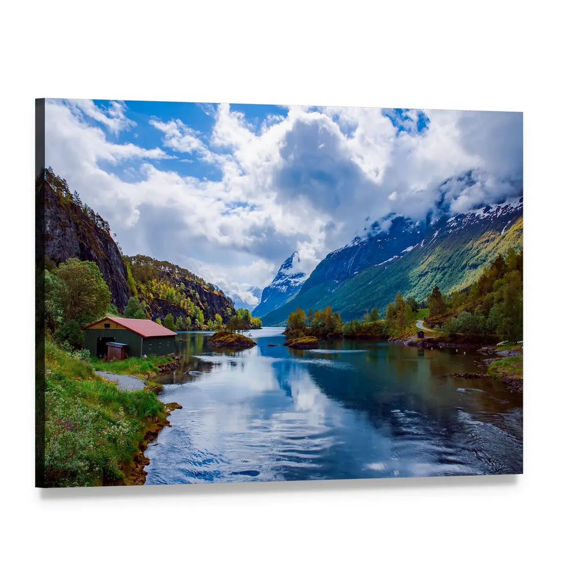 Lovatnet Lake, Norway Canvas Wall Art, single panel gallery wrapped canvas, angled product view