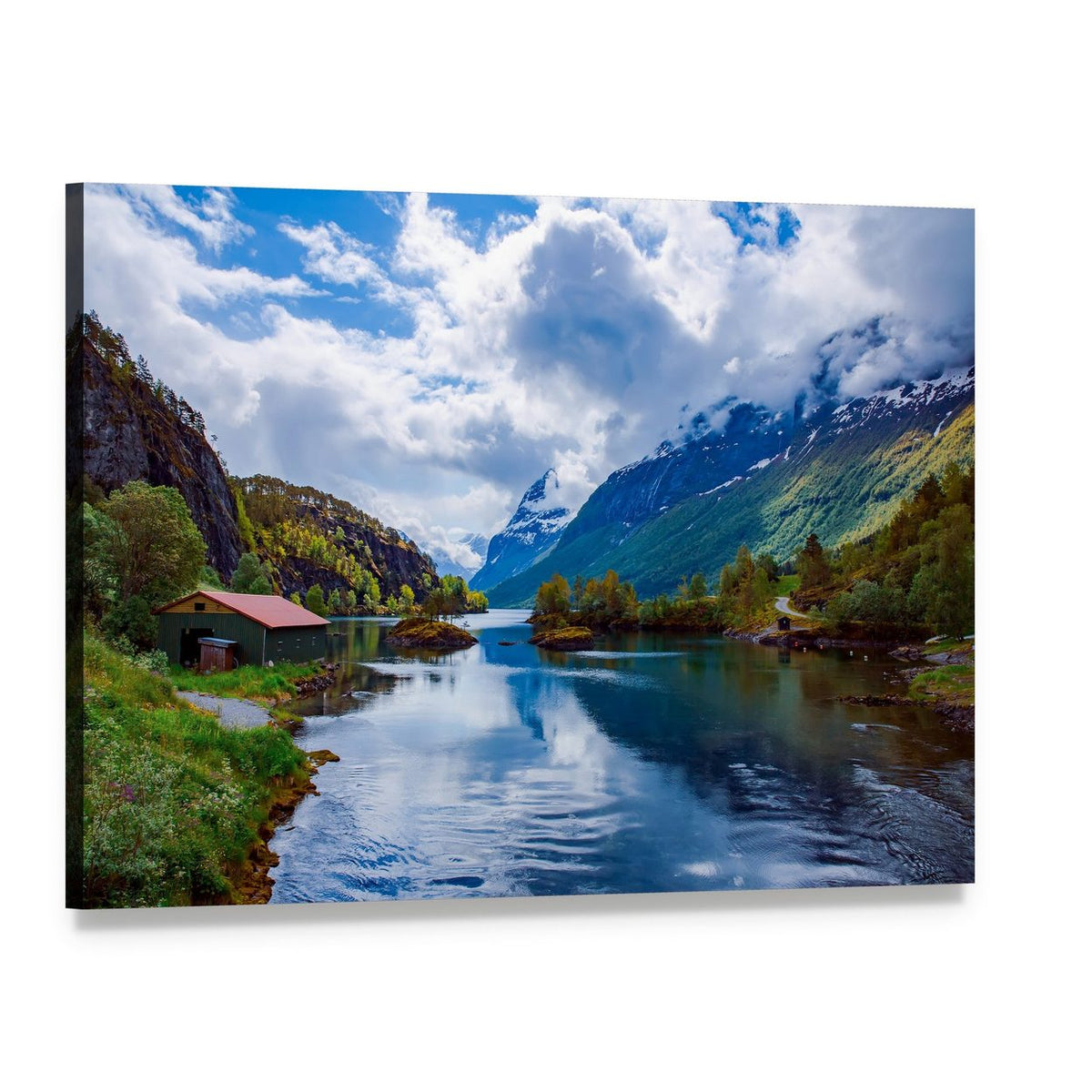 Lovatnet Lake, Norway Canvas Wall Art, single panel gallery wrapped canvas, angled product view