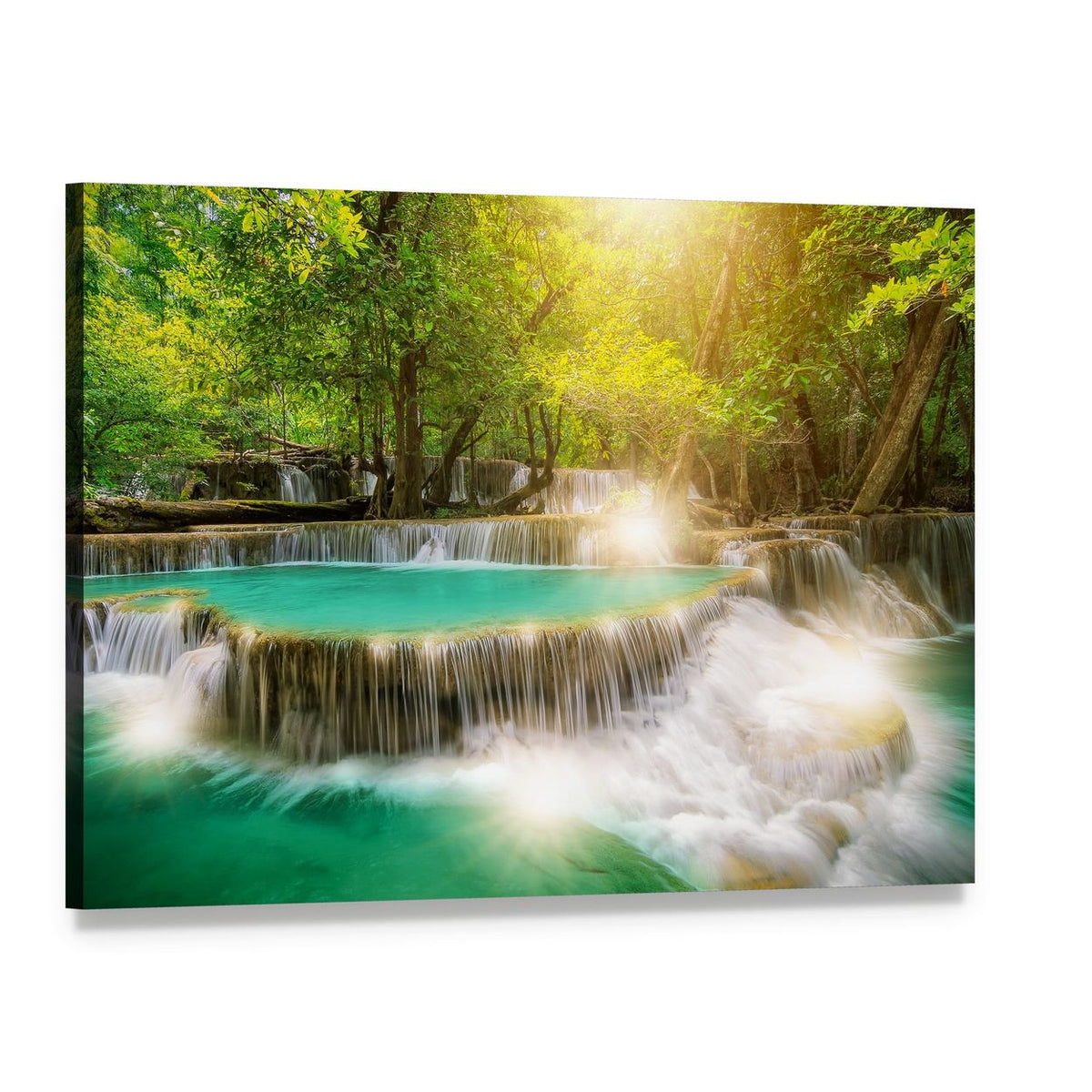 Huai Mae Kamin Waterfall Canvas Wall Art, single panel gallery wrapped canvas, angled product view