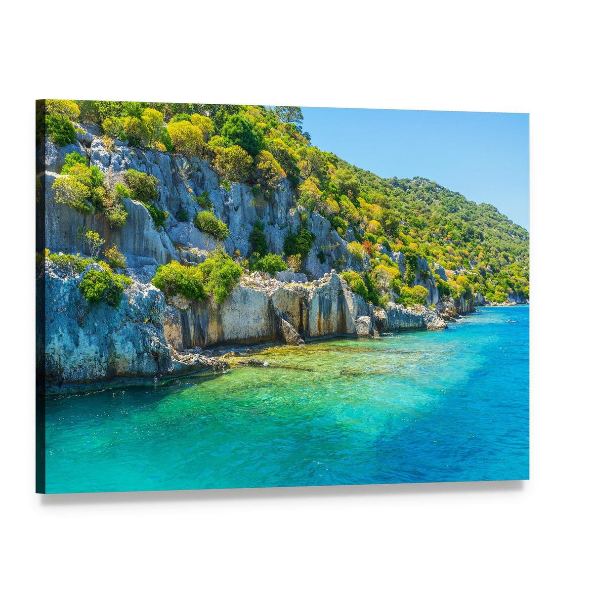 Kekova Island Turquoise Coast Canvas Wall Art, single panel gallery wrapped canvas, angled product view