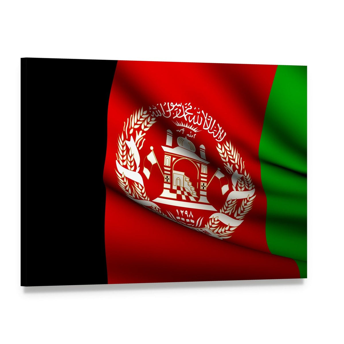 Afghanistan Flag with 1928 Emblem Canvas Wall Art, single panel gallery wrapped canvas, angled product view