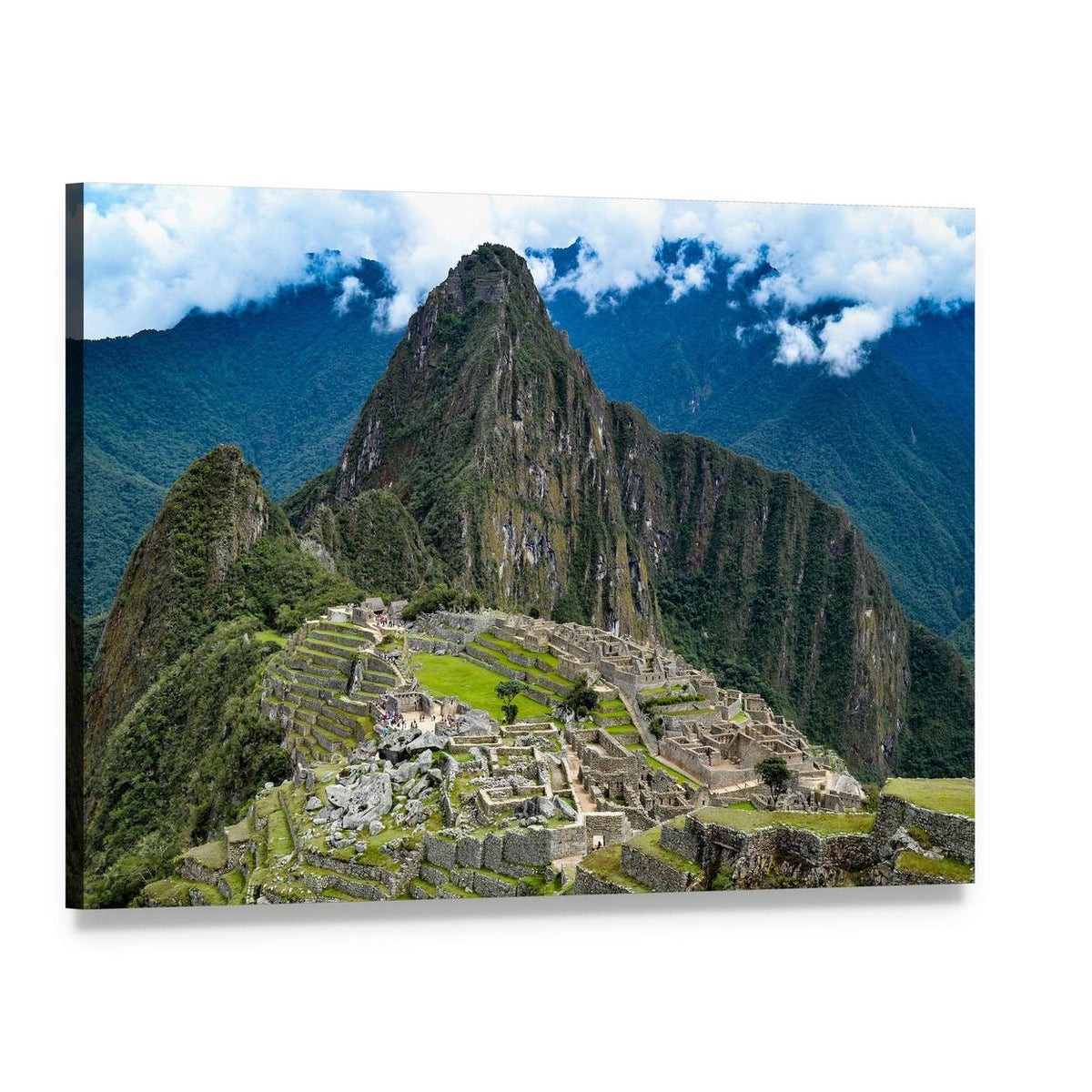 Machu Picchu Morning View Canvas Wall Art, single panel gallery wrapped canvas, angled product view