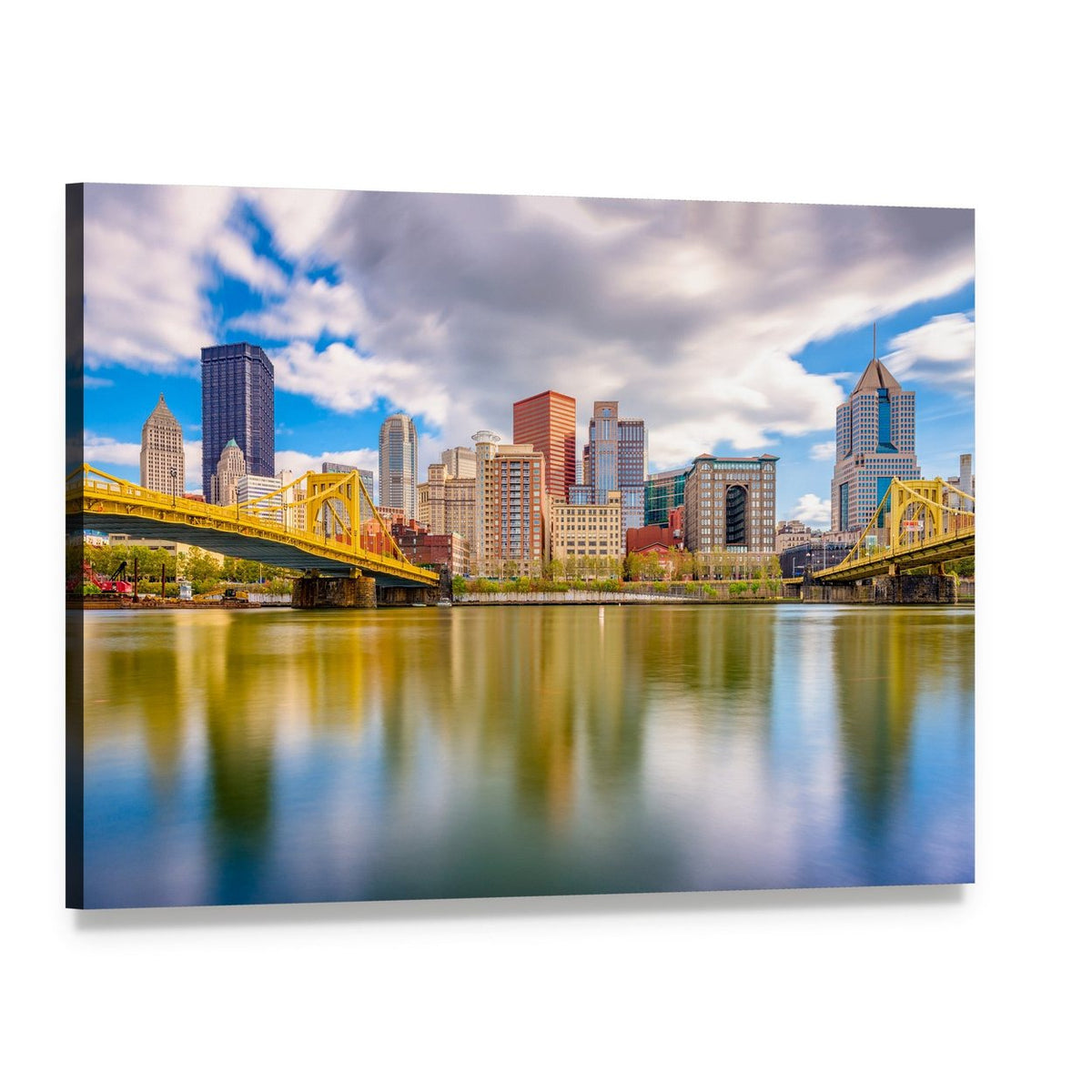Pittsburgh Skyline Canvas Wall Art, single panel gallery wrapped canvas, angled product view