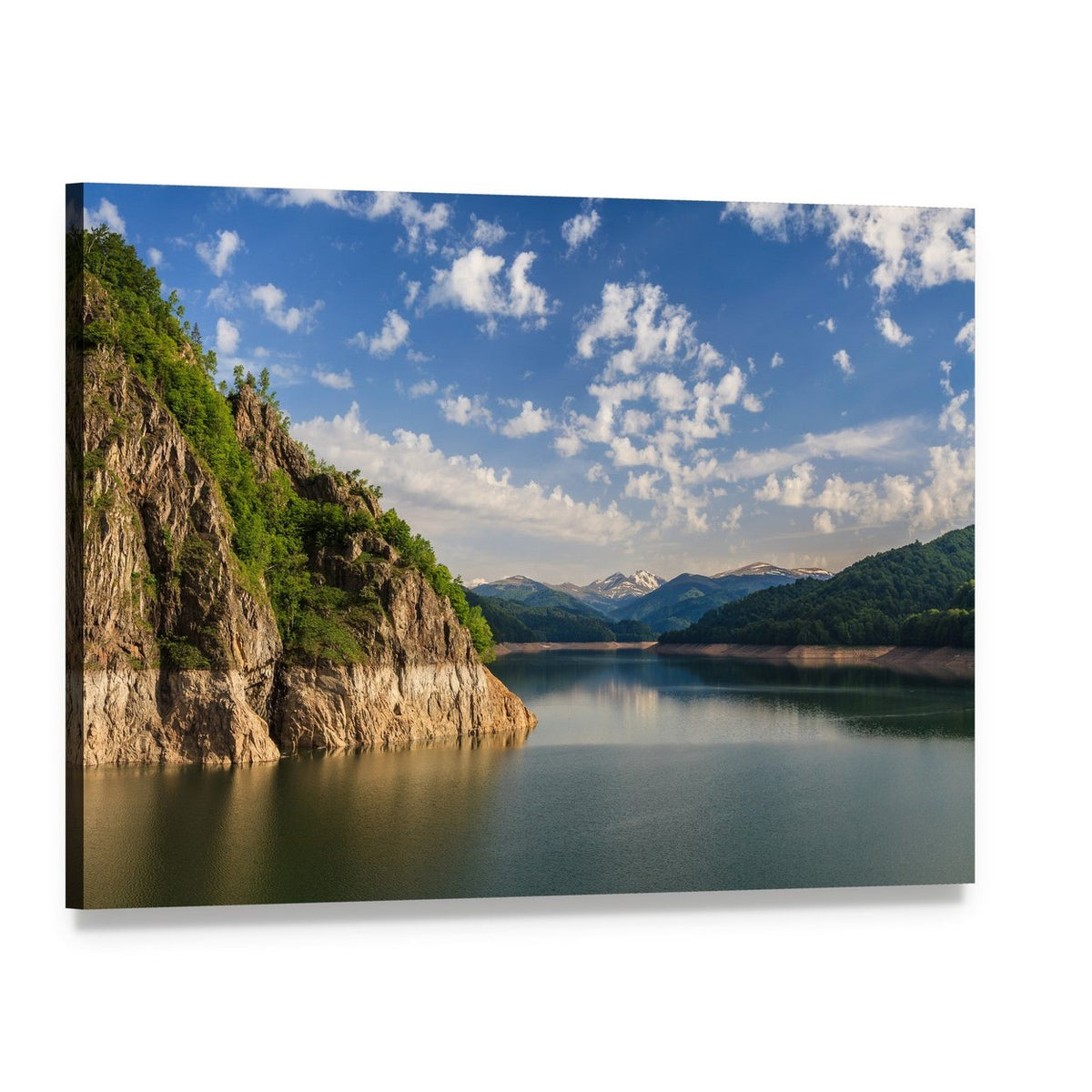 Lake Vidraru, Romania Canvas Wall Art, single panel gallery wrapped canvas, angled product view