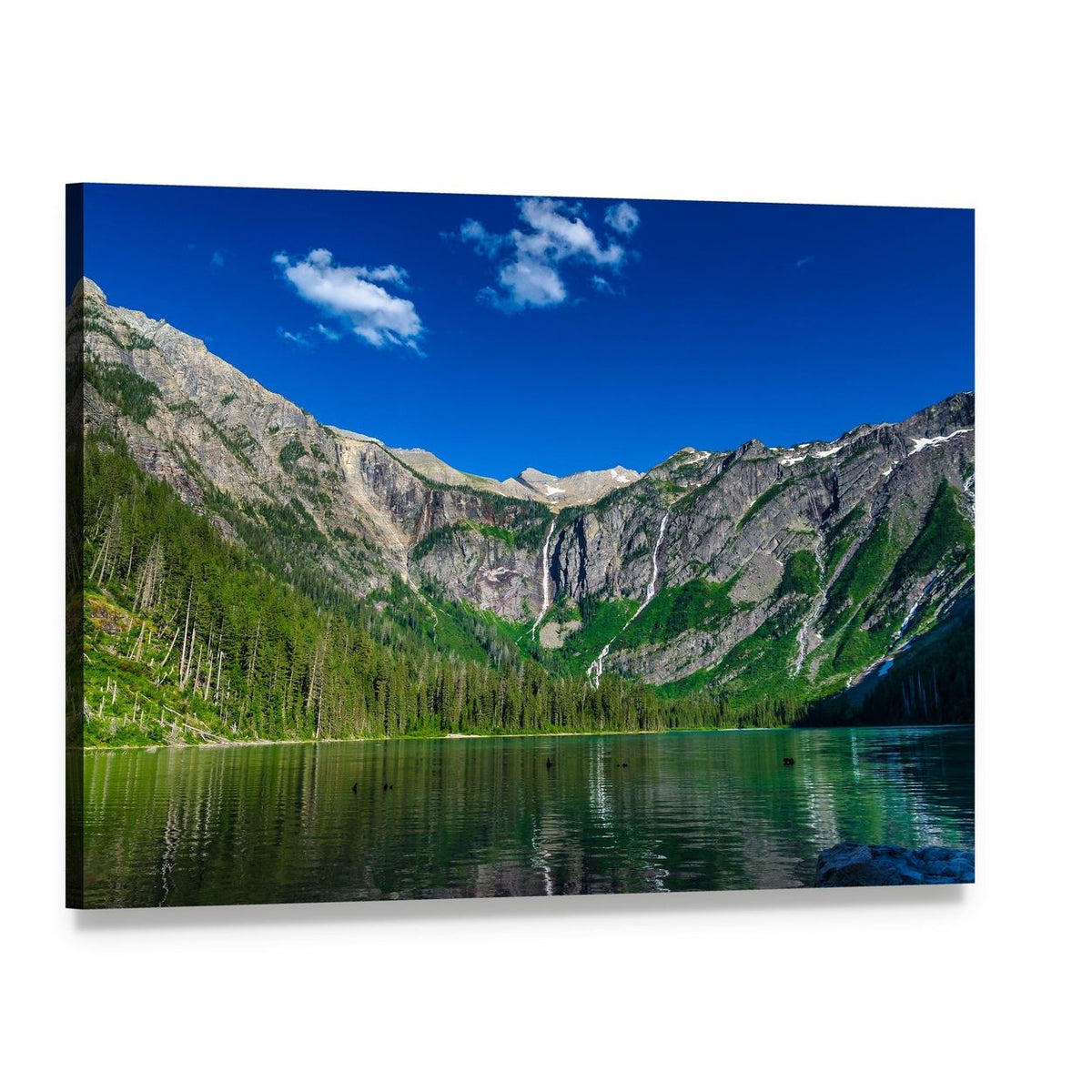Lake with Forest and Mountains Canvas Wall Art, single panel gallery wrapped canvas, angled product view