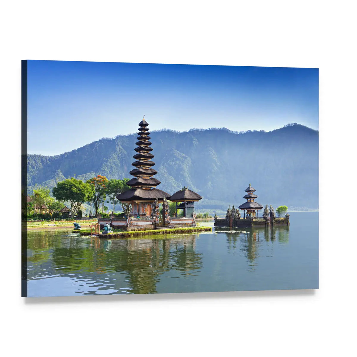 Ulun Danu Temple on Beratan Lake Canvas Wall Art, single panel gallery wrapped canvas, angled product view