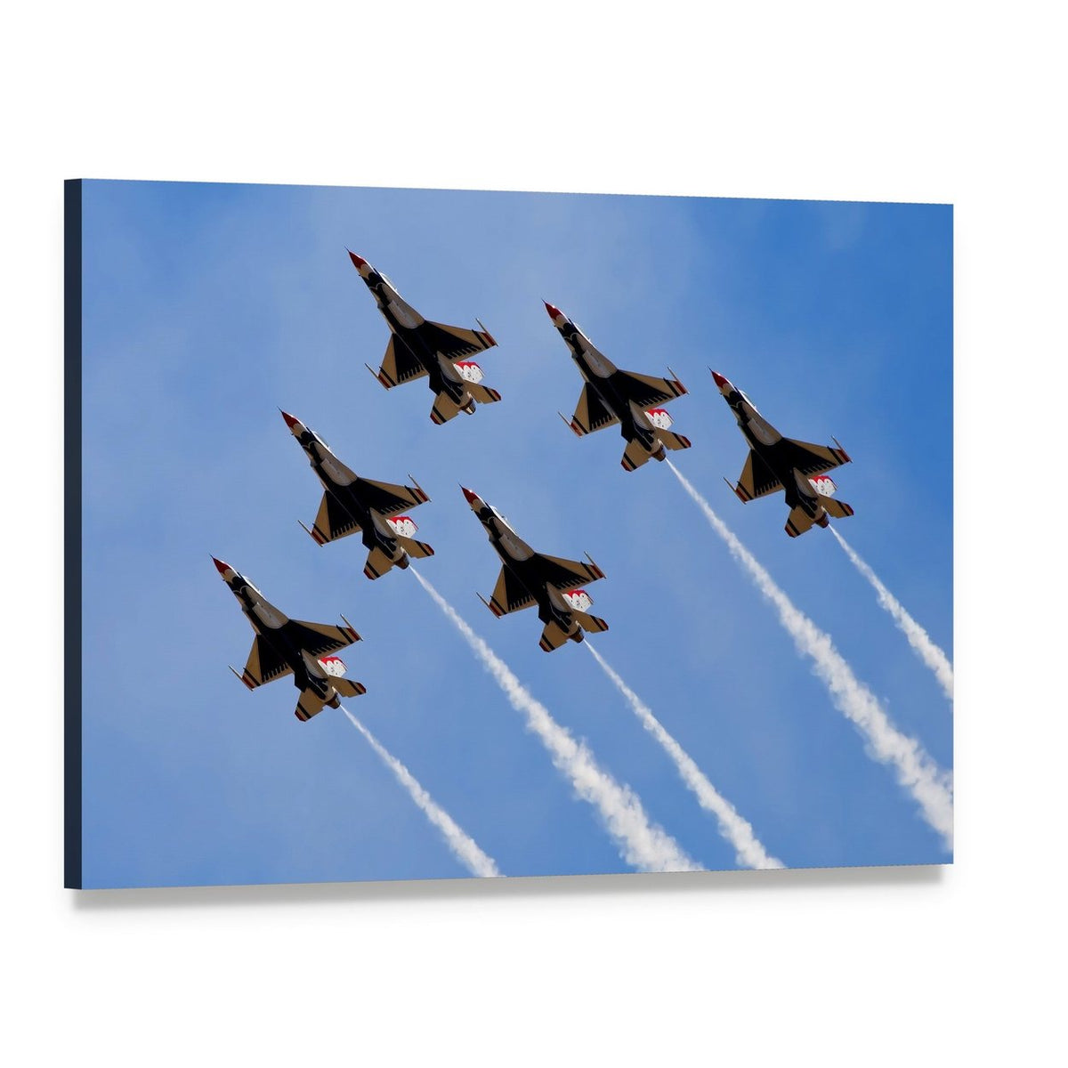 Six Fighter Jets with Smoke Trails Canvas Wall Art, single panel gallery wrapped canvas, angled product view