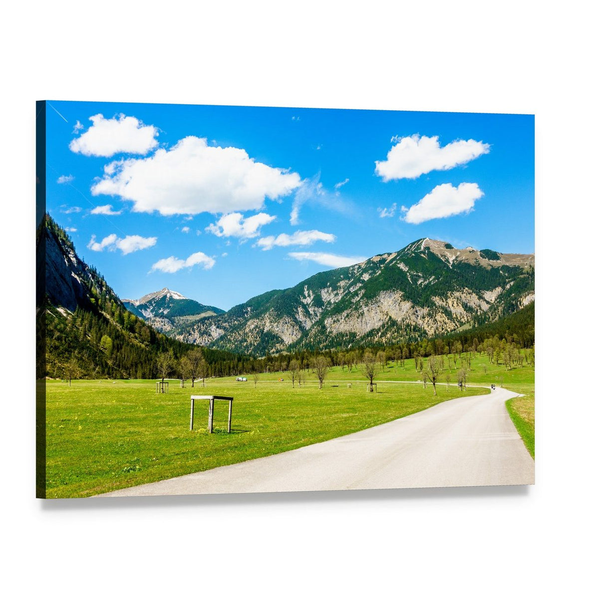 Karwendel Mountains Summer Landscape Canvas Wall Art, single panel gallery wrapped canvas, angled product view
