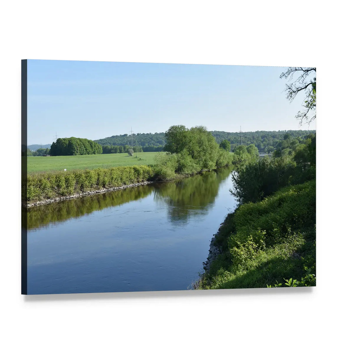 Ruhr River in Essen, Germany Canvas Wall Art, single panel gallery wrapped canvas, angled product view