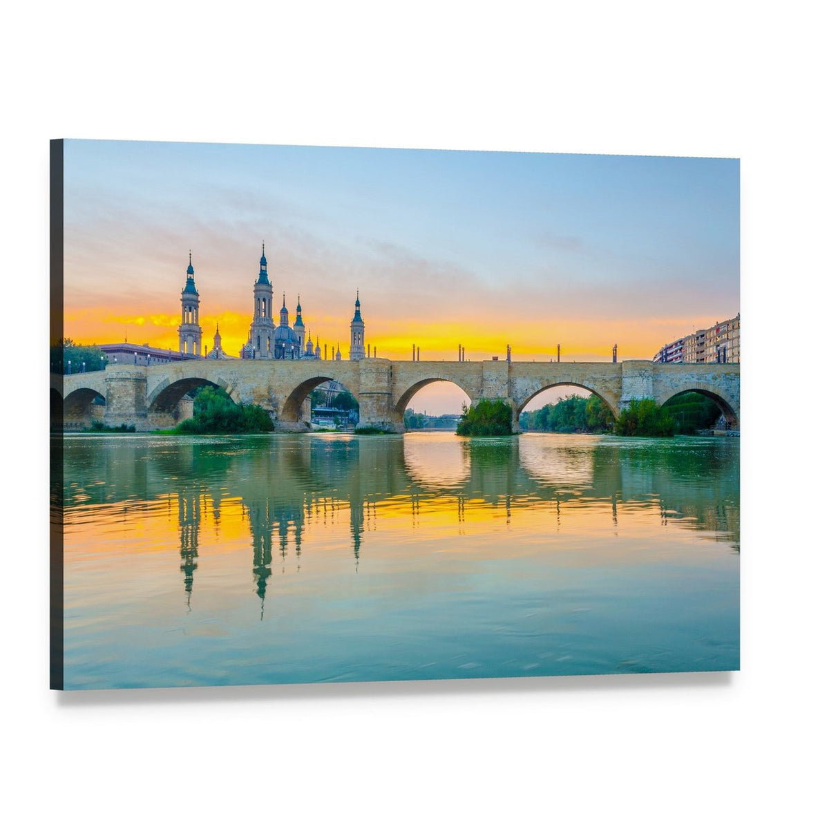 Sunset View of Basilica Canvas Wall Art, single panel gallery wrapped canvas, angled product view