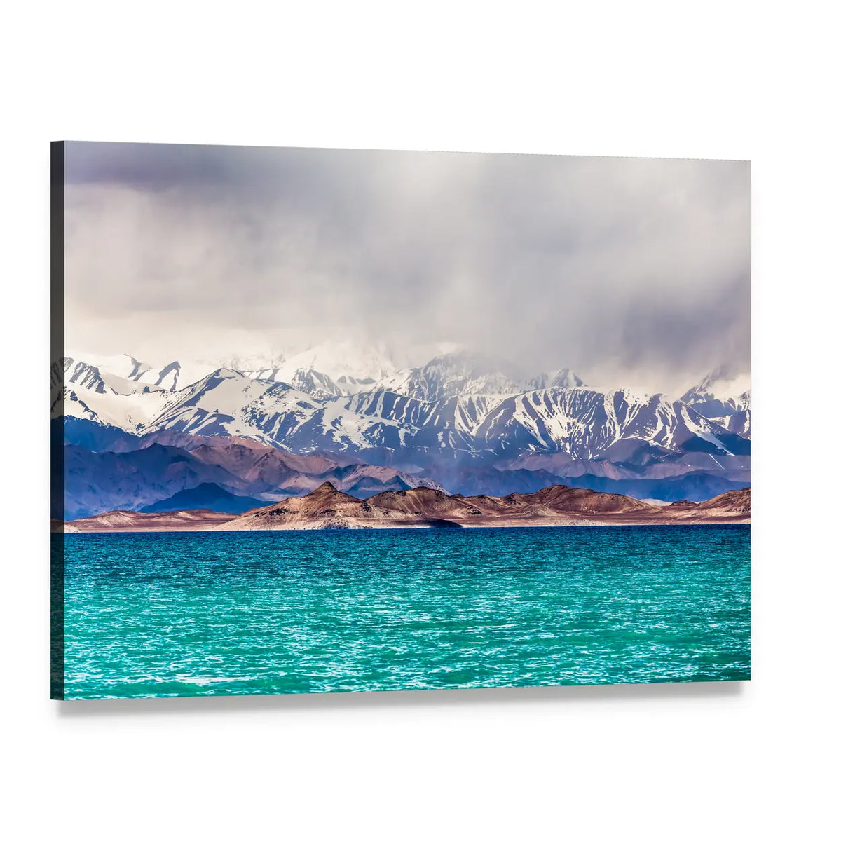 Karakul Lake Turquoise Waters, Tajikistan Canvas Wall Art, single panel gallery wrapped canvas, angled product view