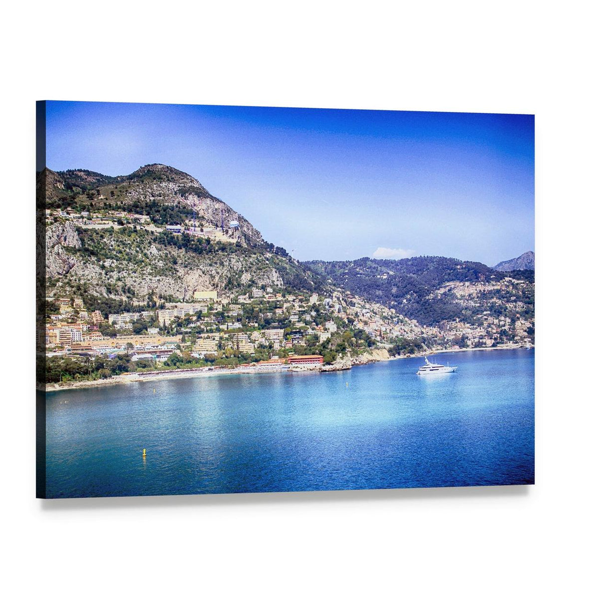 Coastal Hills of Monte Carlo Canvas Wall Art, single panel gallery wrapped canvas, angled product view