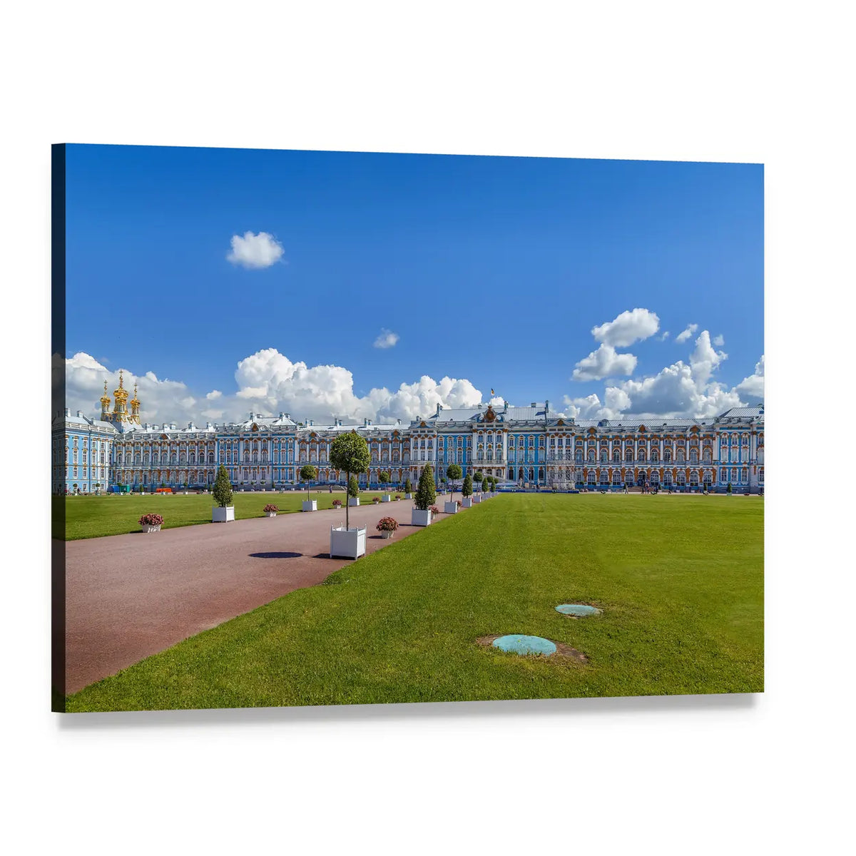 Catherine Palace in Russia Canvas Wall Art, single panel gallery wrapped canvas, angled product view