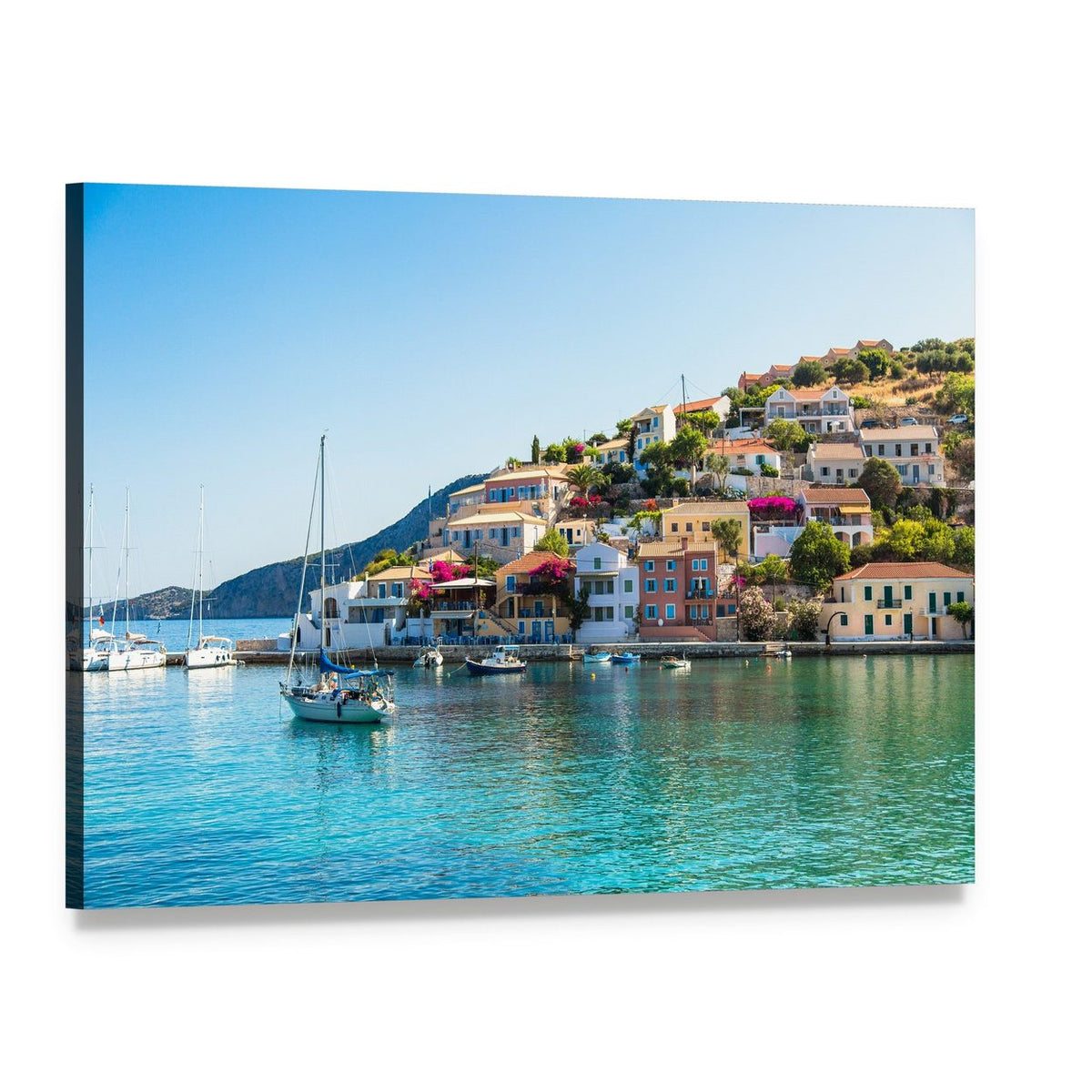 Greek Islands Cityscape Canvas Wall Art, single panel gallery wrapped canvas, angled product view