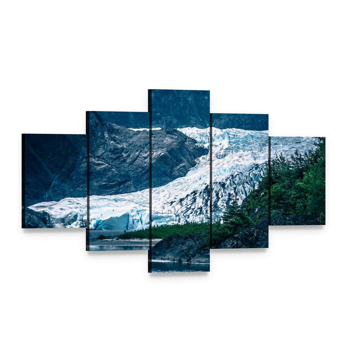 Mendenhall Glacier, Alaska Canvas Wall Art, 5 panel 5 Star layout gallery wrapped canvas set, angled product view