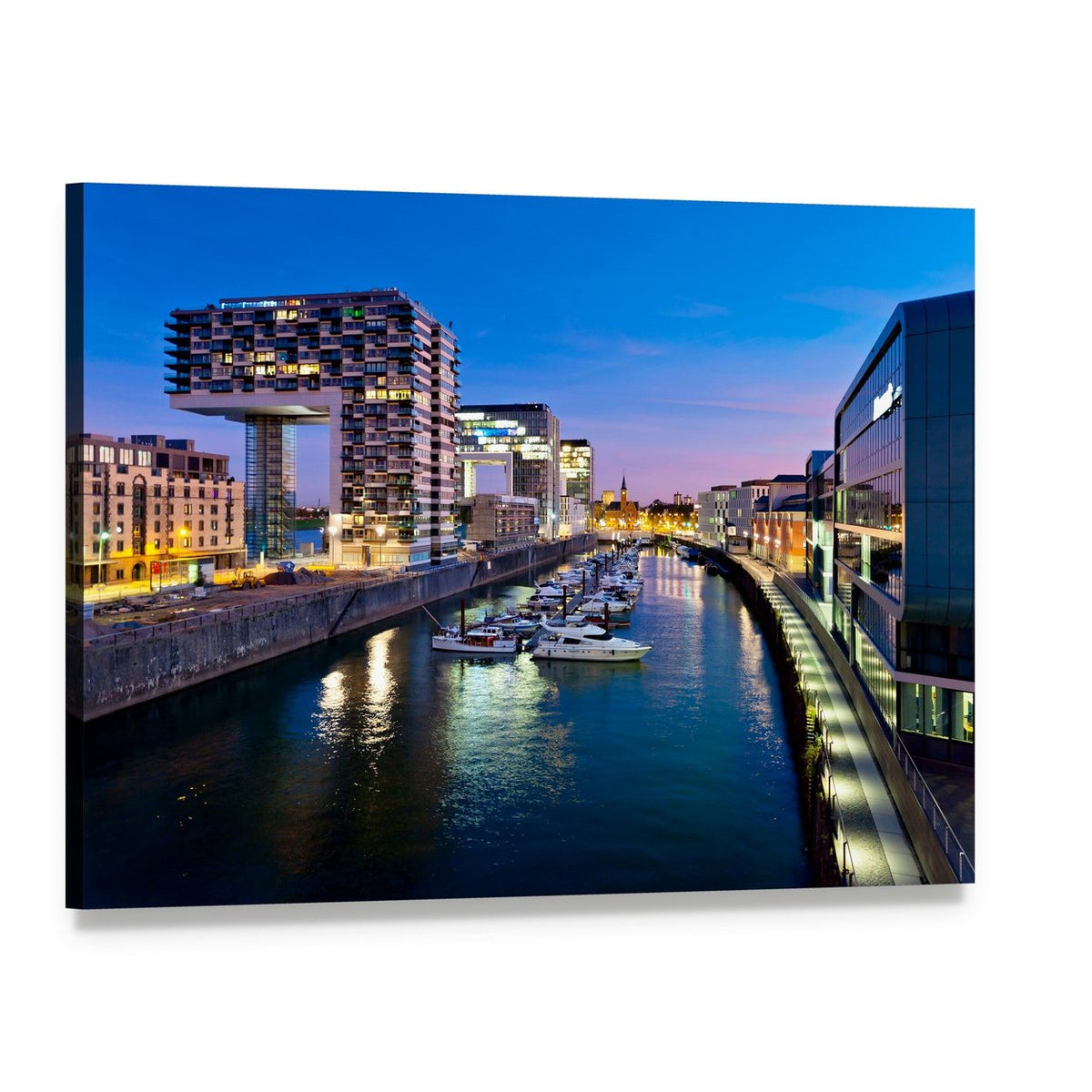 Cologne Cityscape Canvas Wall Art, single panel gallery wrapped canvas, angled product view