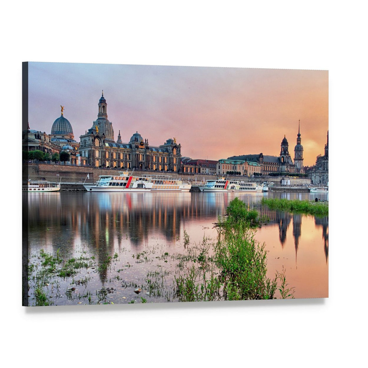 Elbe River in Dresden Canvas Wall Art, single panel gallery wrapped canvas, angled product view