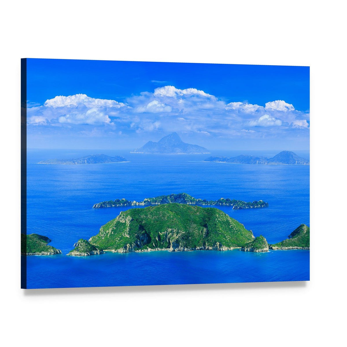 Cliff Over Azure Sea Bay Canvas Wall Art, single panel gallery wrapped canvas, angled product view