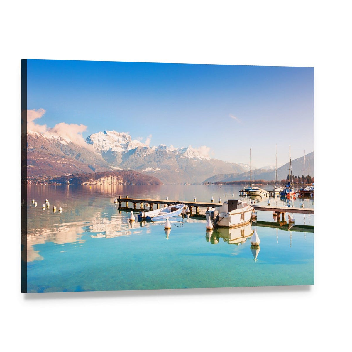 Lake Annecy in the Alps Canvas Wall Art, single panel gallery wrapped canvas, angled product view