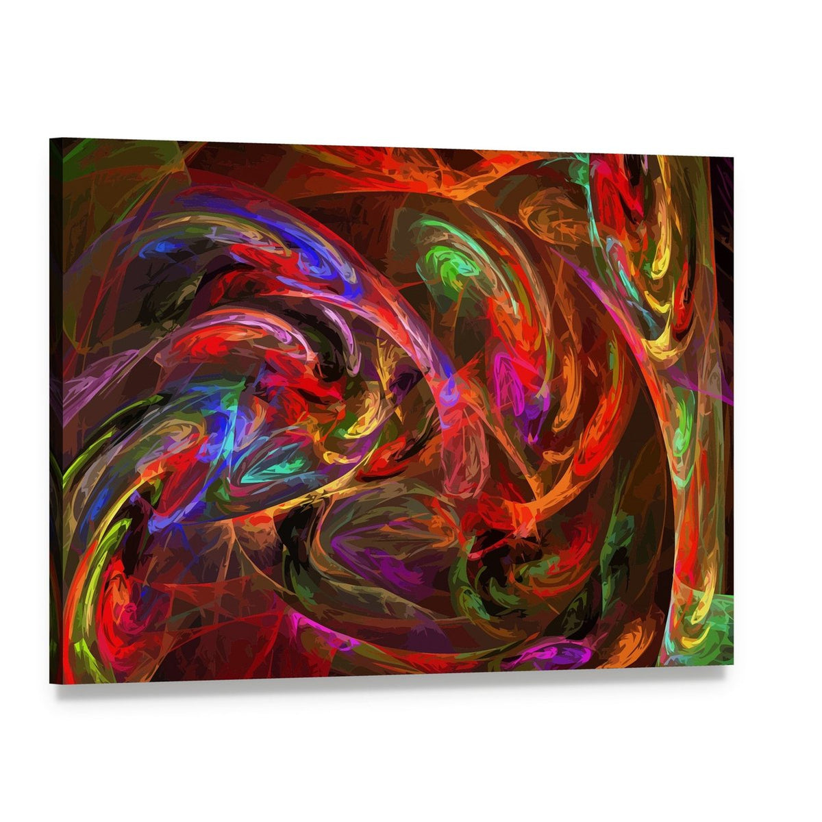 Colorful Fractal Swirl Illustration Canvas Wall Art, single panel gallery wrapped canvas, angled product view