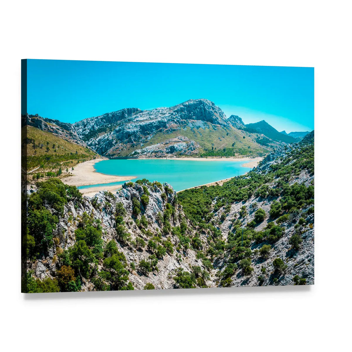 Gorg Blau Reservoir Canvas Wall Art, single panel gallery wrapped canvas, angled product view