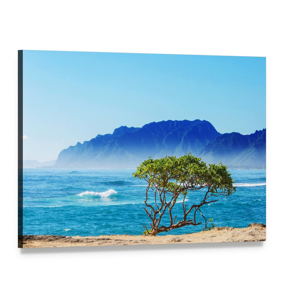 Hawaii Beach Scene Canvas Wall Art, single panel gallery wrapped canvas, angled product view