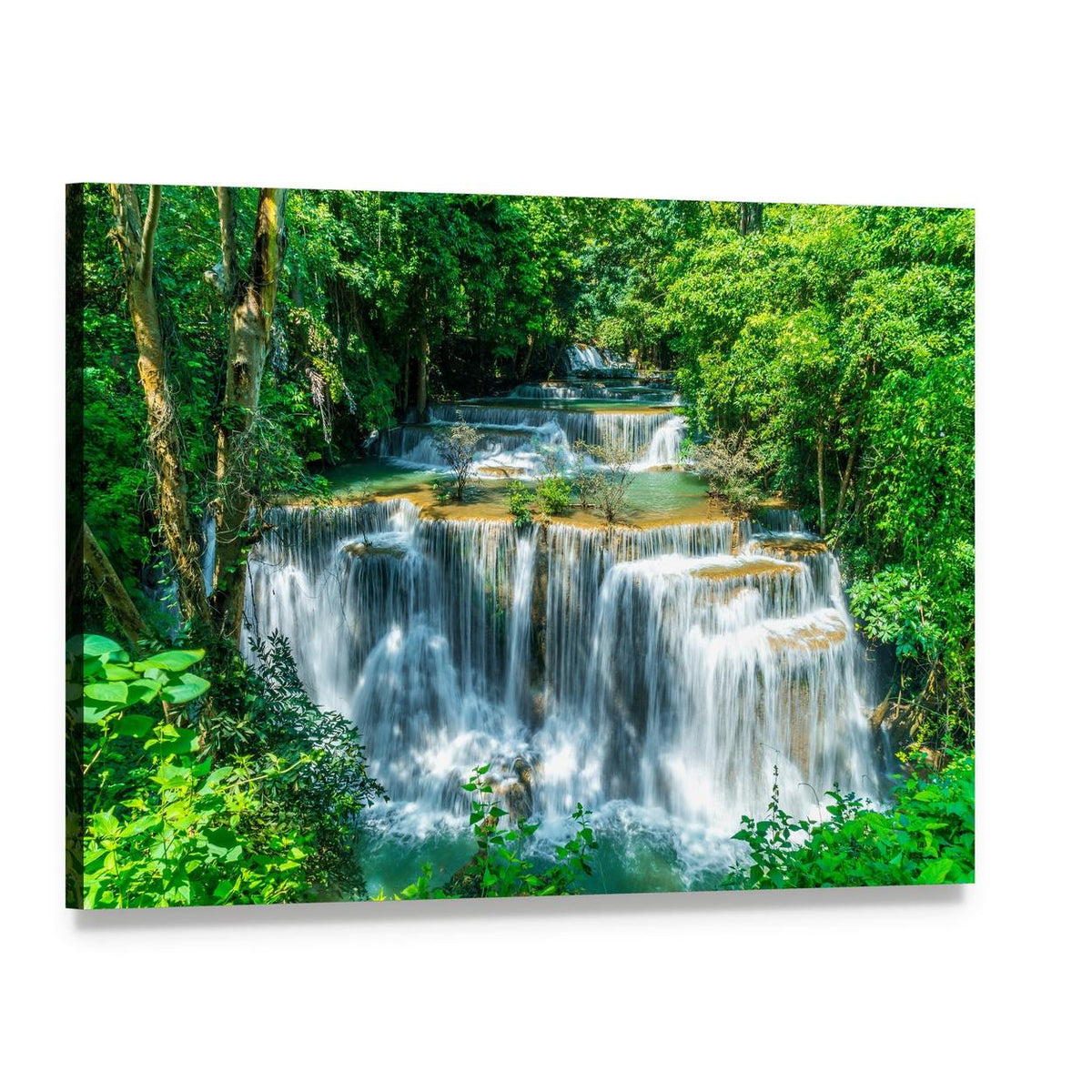 Huay Mae Kamin Waterfall Canvas Wall Art, single panel gallery wrapped canvas, angled product view