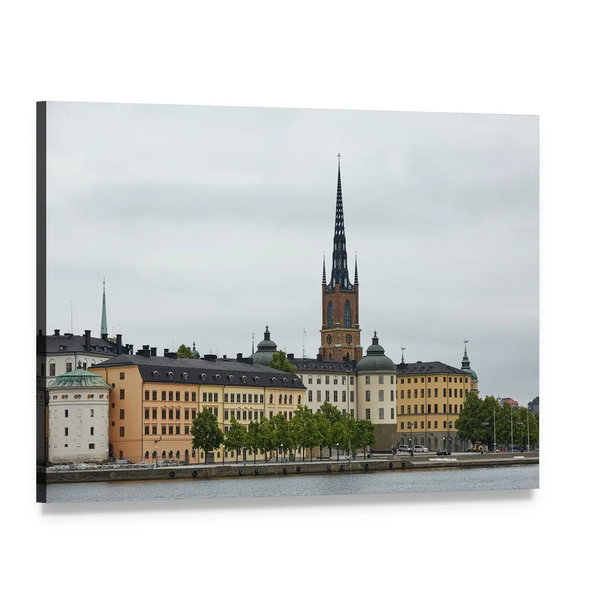 Stockholm Waterfront at Evert Taubes Terrass Canvas Wall Art, single panel gallery wrapped canvas, angled product view