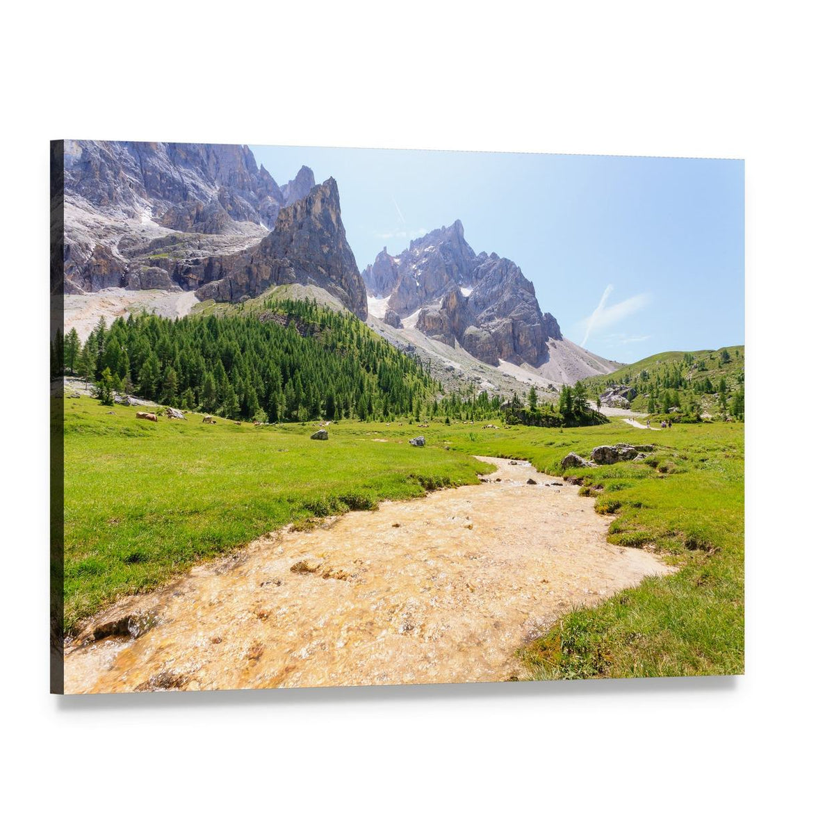 Mountain Peaks View Canvas Wall Art, single panel gallery wrapped canvas, angled product view