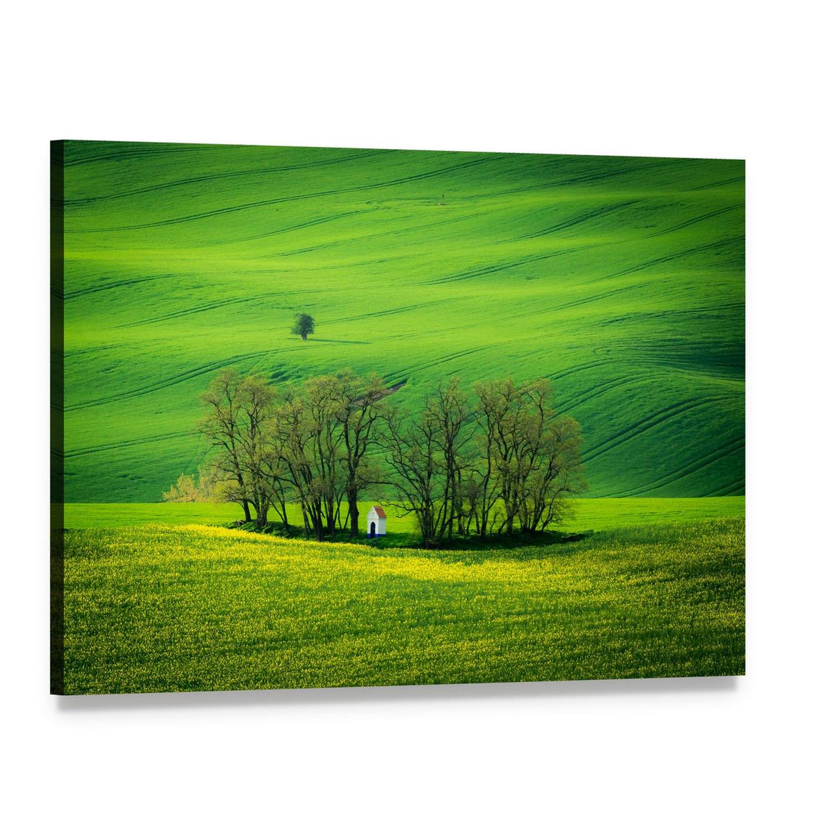 Chapel of St Barbara in Spring Canvas Wall Art, single panel gallery wrapped canvas, angled product view
