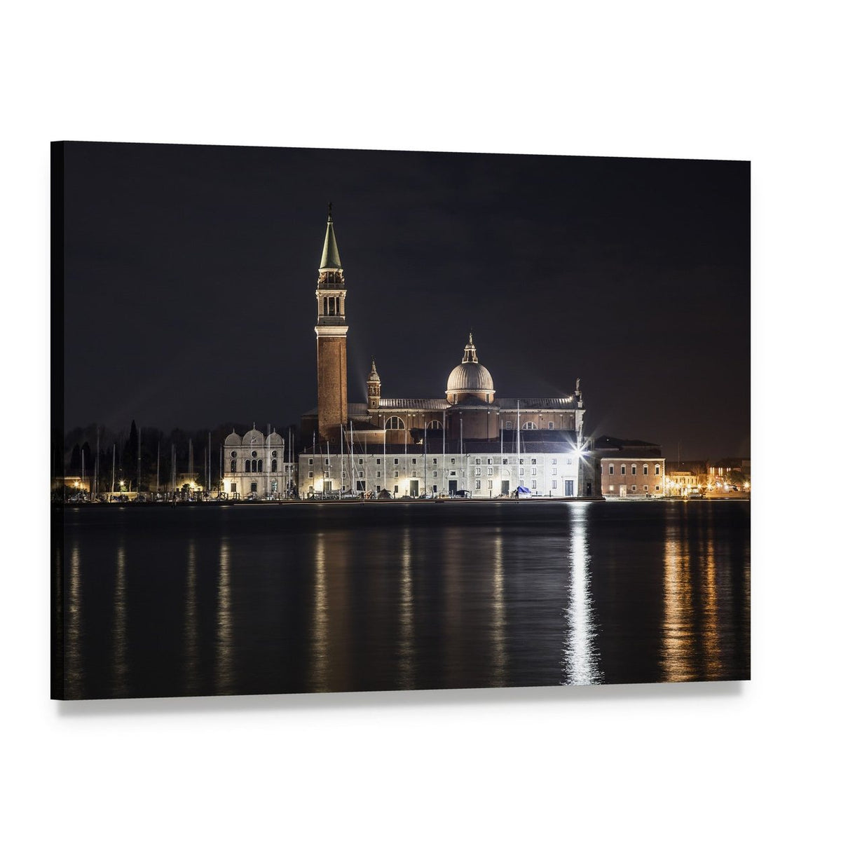 San Giorgio Maggiore at Night Canvas Wall Art, single panel gallery wrapped canvas, angled product view