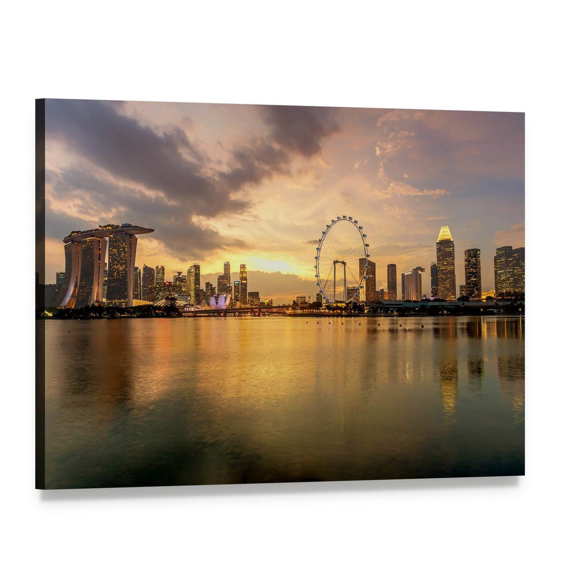 Singapore Skyline at Sunset Canvas Wall Art, single panel gallery wrapped canvas, angled product view