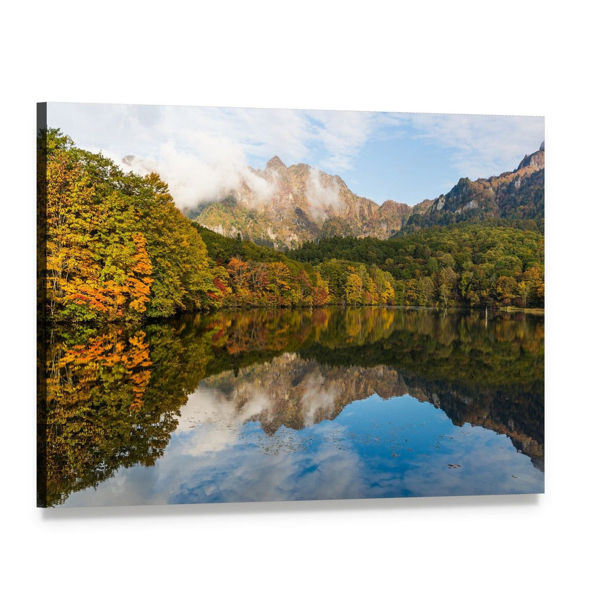 Togakushi Lake in Autumn Canvas Wall Art, single panel gallery wrapped canvas, angled product view