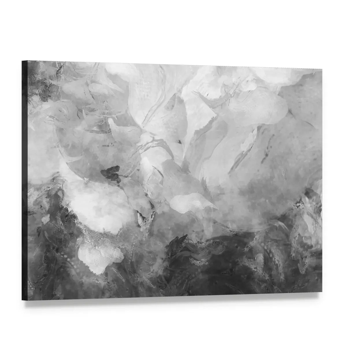 Monochrome Wide Brushstrokes Canvas Wall Art, single panel gallery wrapped canvas, angled product view