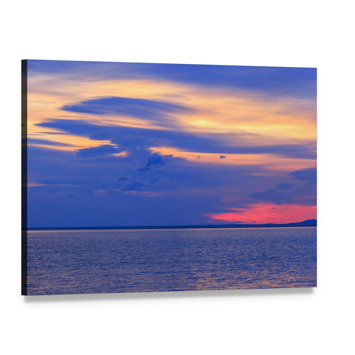 Lake Baikal Sunset Glow Canvas Wall Art, single panel gallery wrapped canvas, angled product view