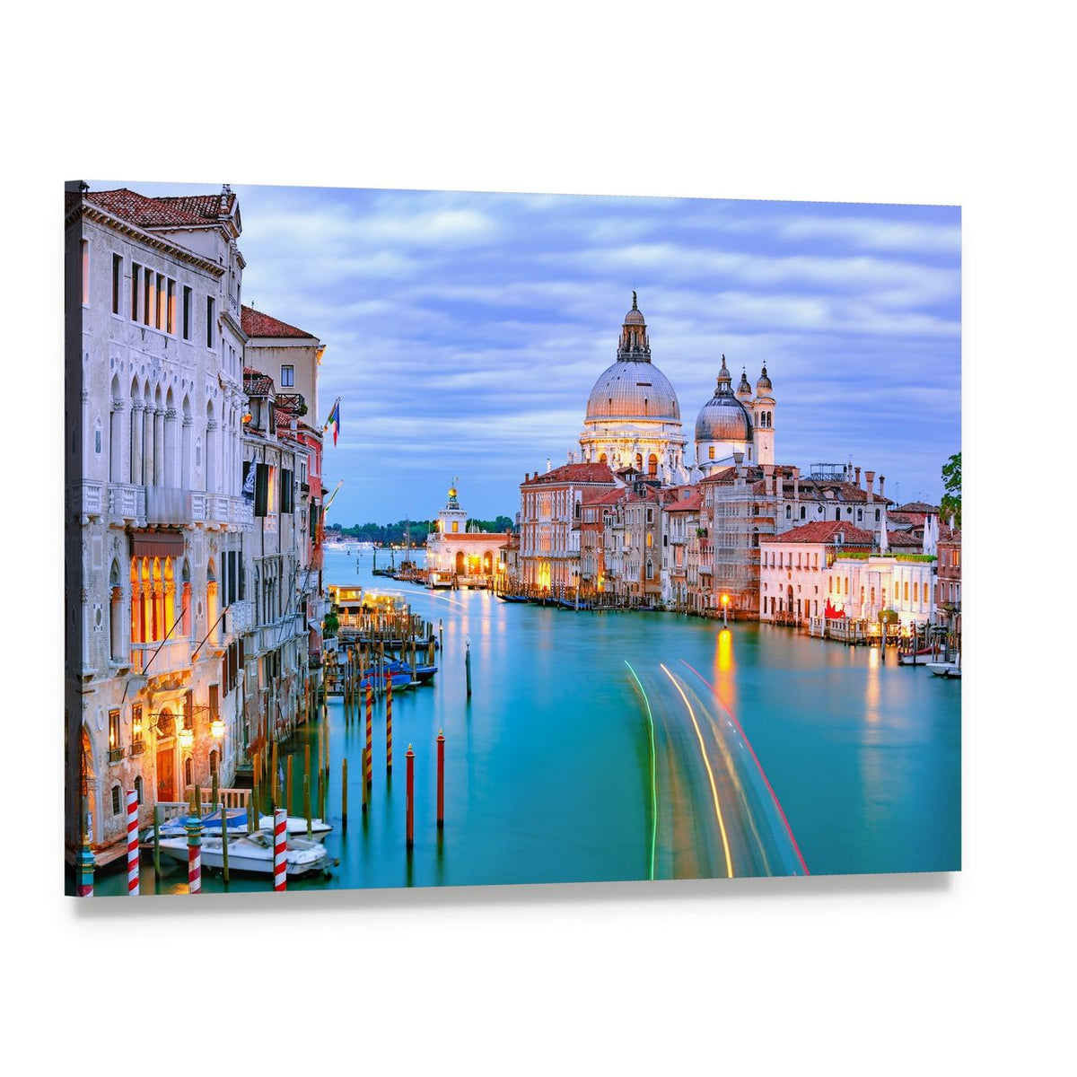 Grand Canal with Basilica Di Santa Maria Della Salute Canvas Wall Art, single panel gallery wrapped canvas, angled product view