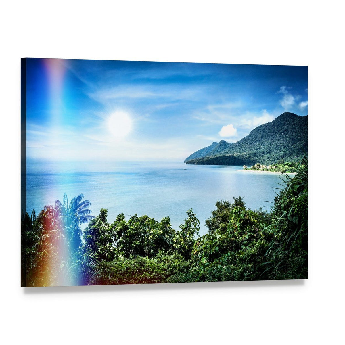 Damai Bay Coastal View Canvas Wall Art, single panel gallery wrapped canvas, angled product view
