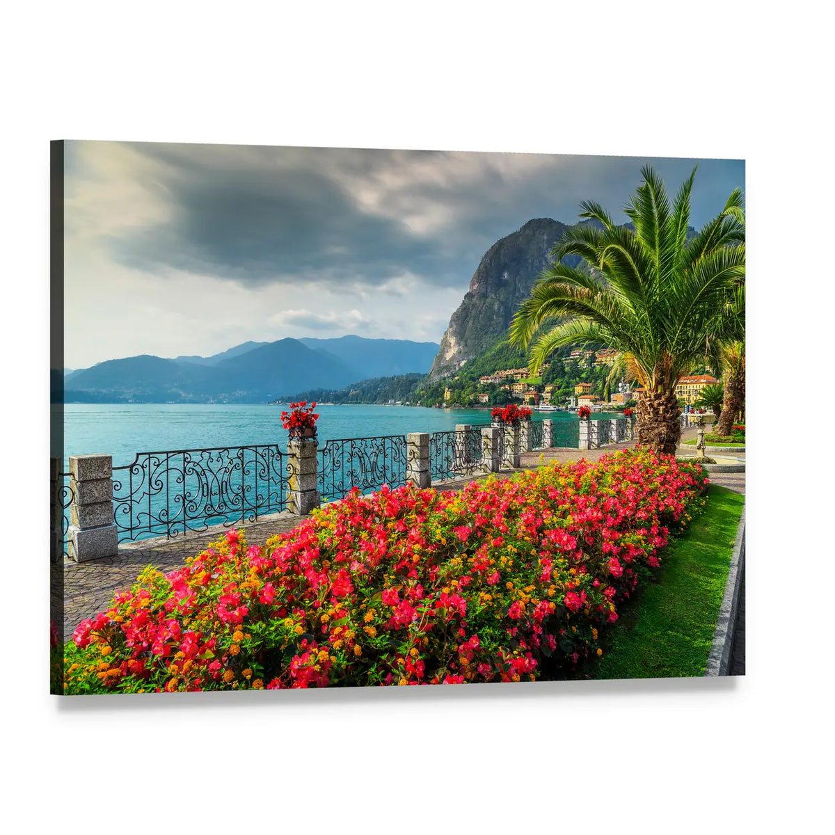 Lake Como Italy Canvas Wall Art, single panel gallery wrapped canvas, angled product view